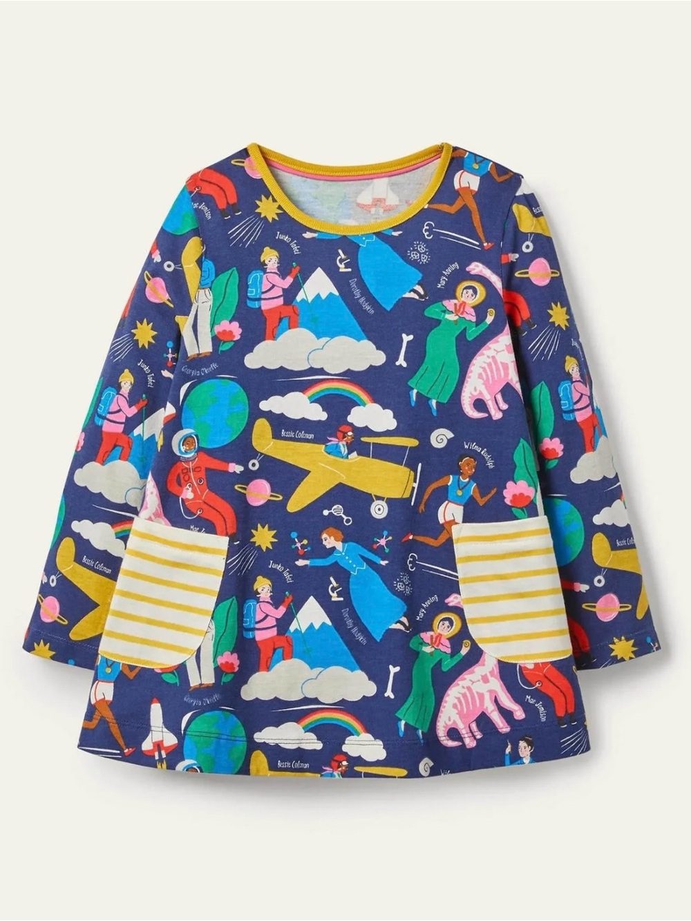 Mini Boden Girls When I Grow Up Print Tunic in Starboard Blue - Size 8-9Y